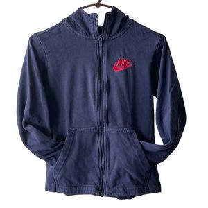 NIKE Hoodie Jacket Full Zip Cotton Navy Youth Boys Size Medium
